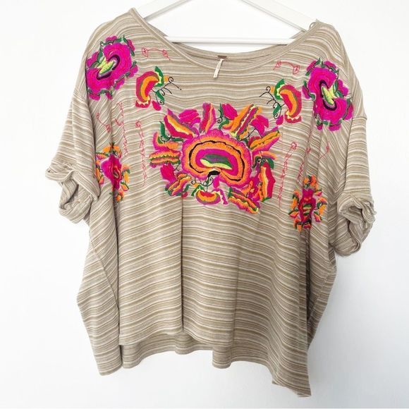 Free People Tops - Free People Catalunya Mushroom Combo Embroidered Womens Pullover - size large